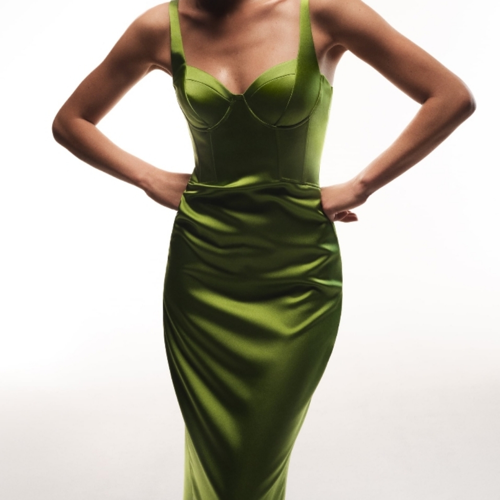 Elegant Green Satin Dress